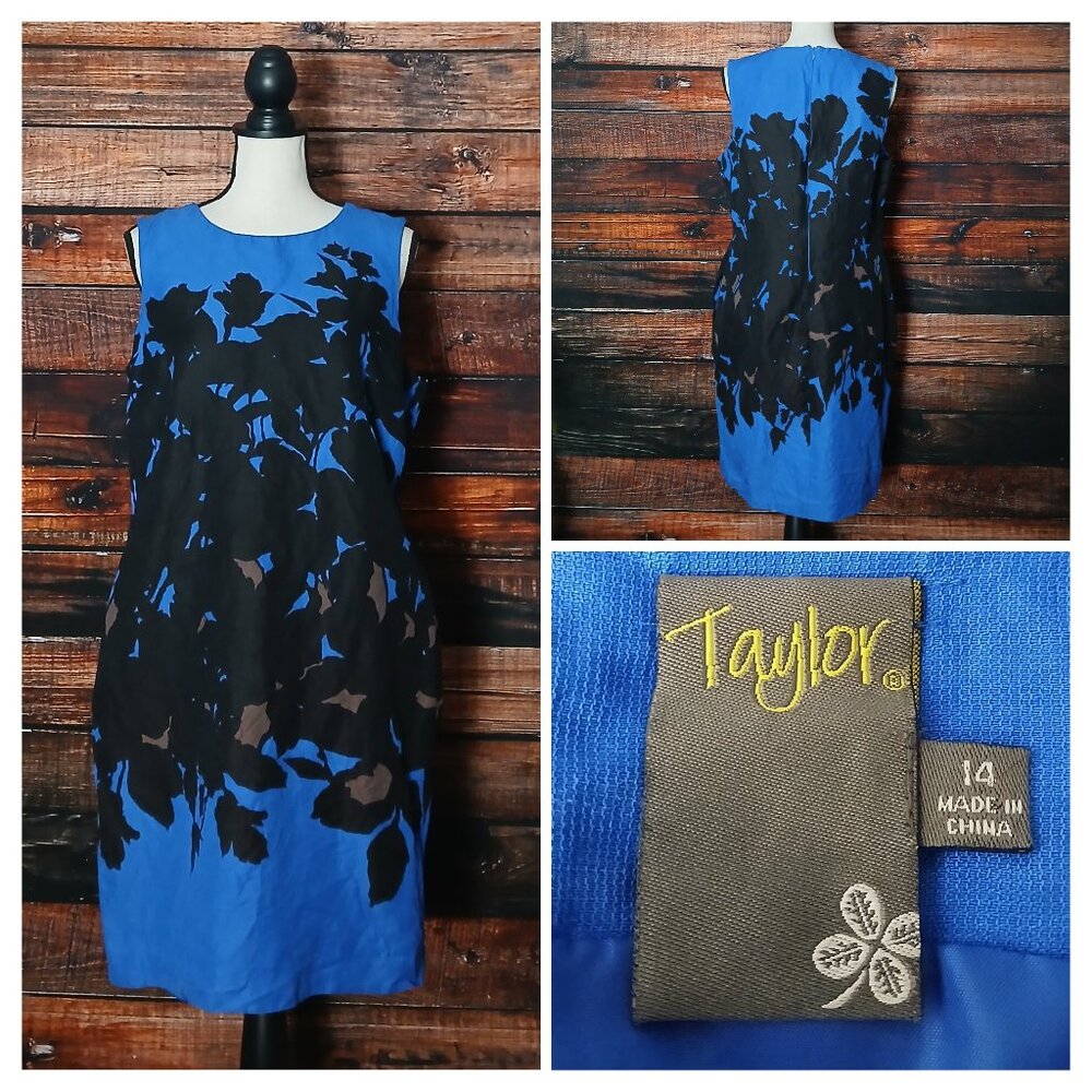 Taylor Sheath Dress 14 Silk Linen Blend Pockets Lined Zip Back